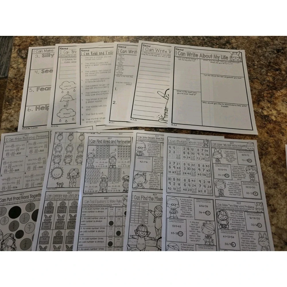 Third Grade Math Literacy Work Sheets. Printables. Homeschool. Parent. Classroom